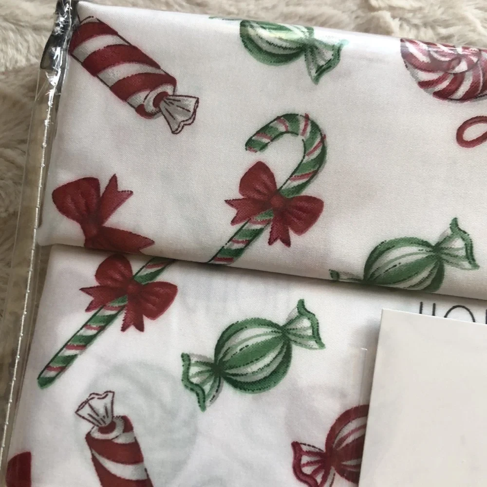 Rae Dunn SWEET HOLIDAY Candy Cane Sheet Set - TWIN